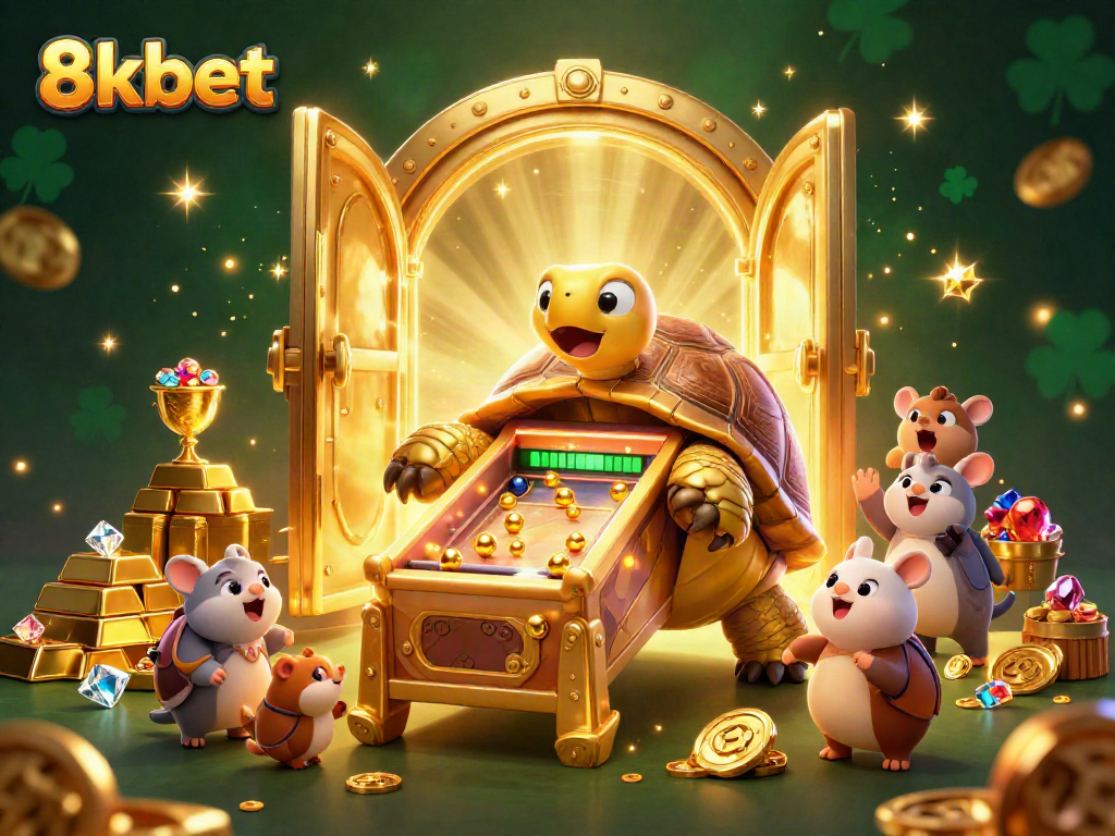 Engage with the thrilling world of 8kbet in this vibrant 3D casino scene.