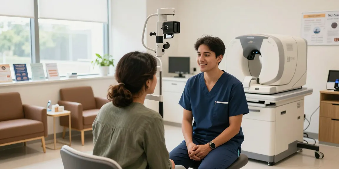 Consultation at SNU Eye Clinic showcasing advanced eye care facilities and patient care.