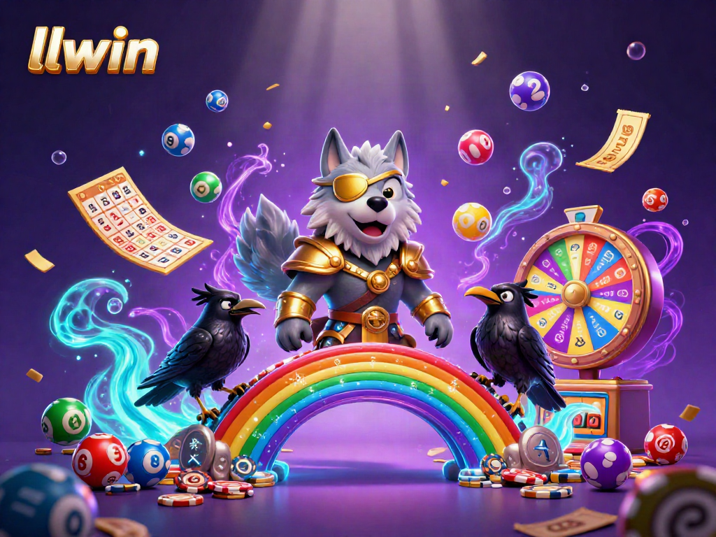 Experience the allure of llwin with a dynamic 3D casino scene featuring Odin and lottery elements.