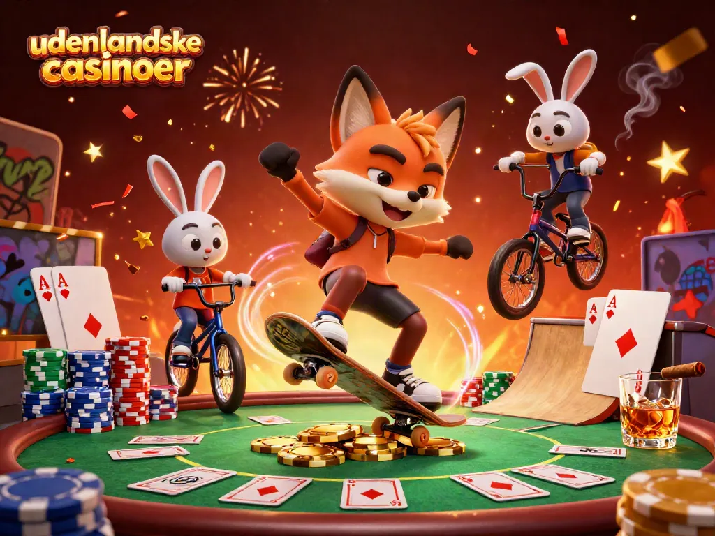 Experience the thrill of udenlandske casinoer with vibrant casino-themed energy and characters.