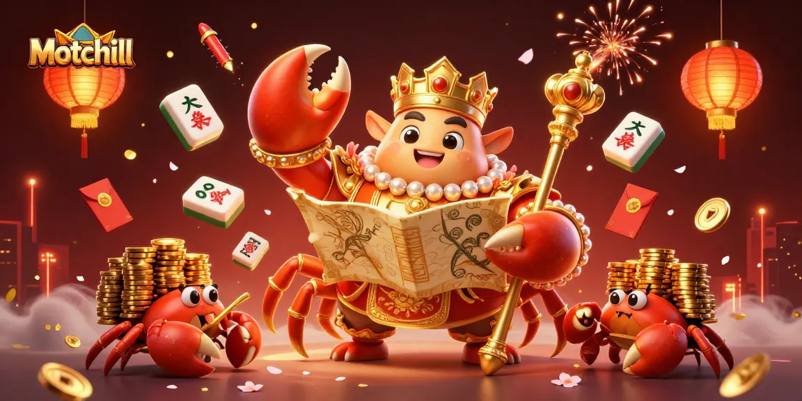 Join the action with Motchill, experiencing vibrant casino fun through an emperor crab scene filled with treasures.
