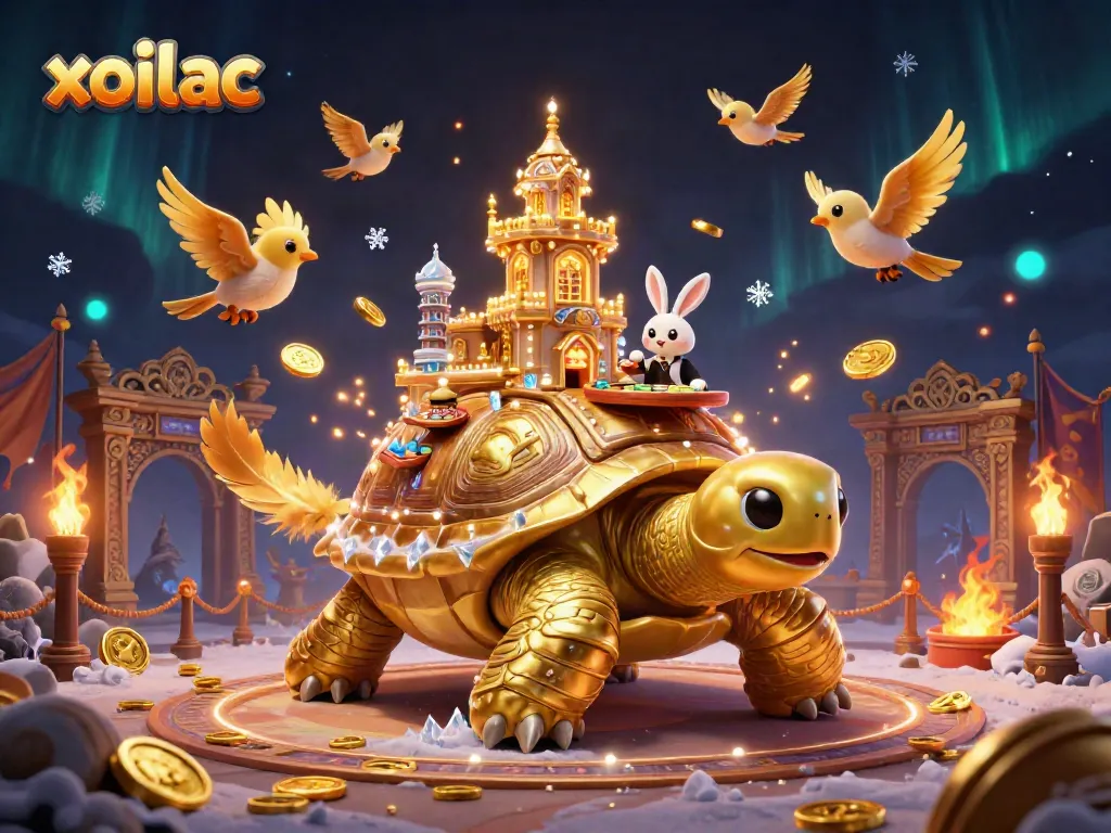 Xoilac provides an immersive gaming experience with a lively illustration depicting sports betting and thematic casino elements.