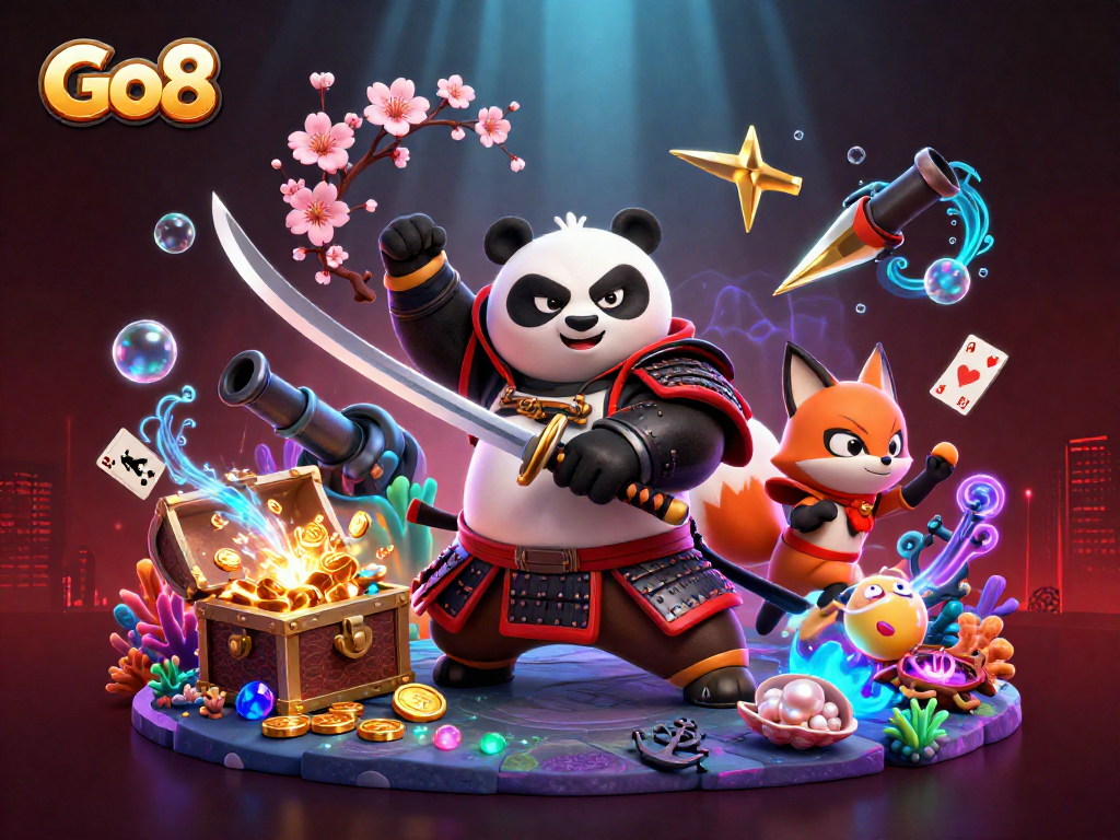 Engage with Go8's thrilling gaming experience featuring vibrant characters and treasure.