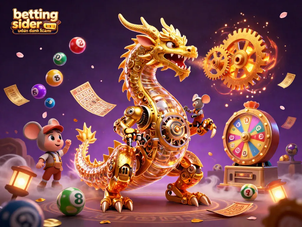 Experience the thrill of betting sider uden dansk licens with a dynamic 3D illustration filled with golden gears and colorful elements.