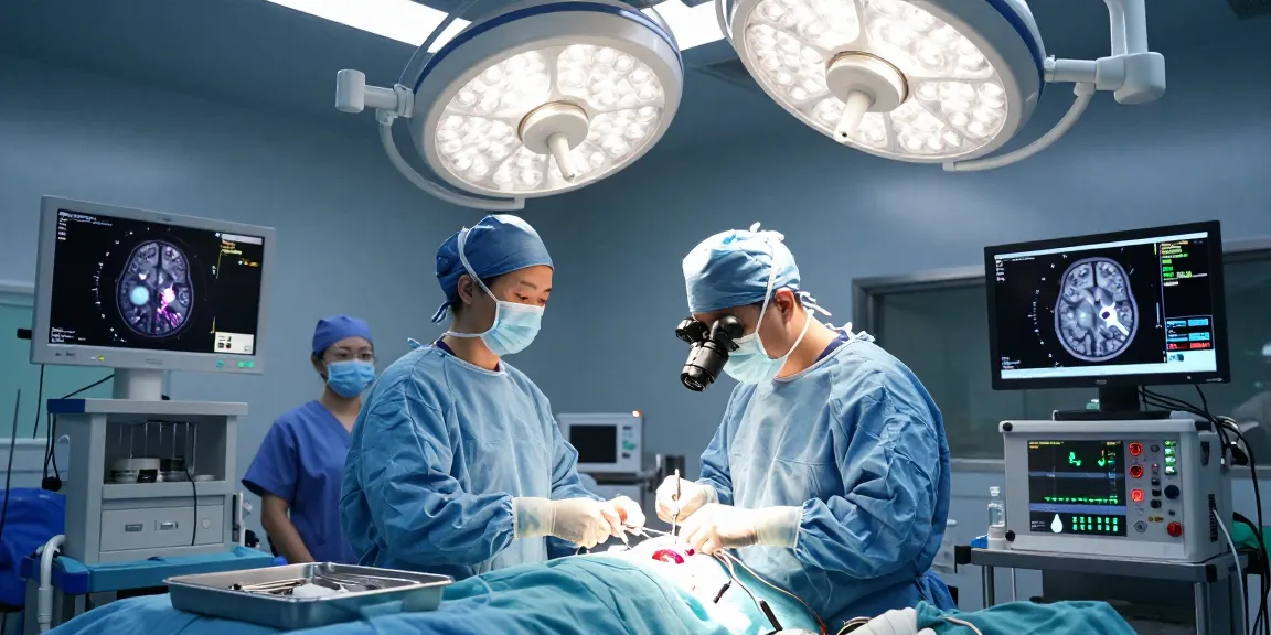 Brain tumor surgery in progress, showcasing precision techniques and medical expertise during a beyin tümörü ameliyatı.