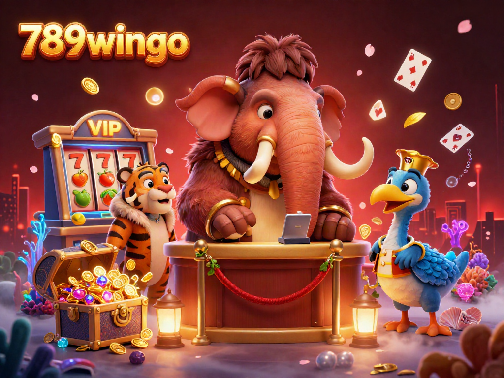 Experience the vibrant world of 789wingo with a cartoon casino scene featuring unique characters and dynamic elements.
