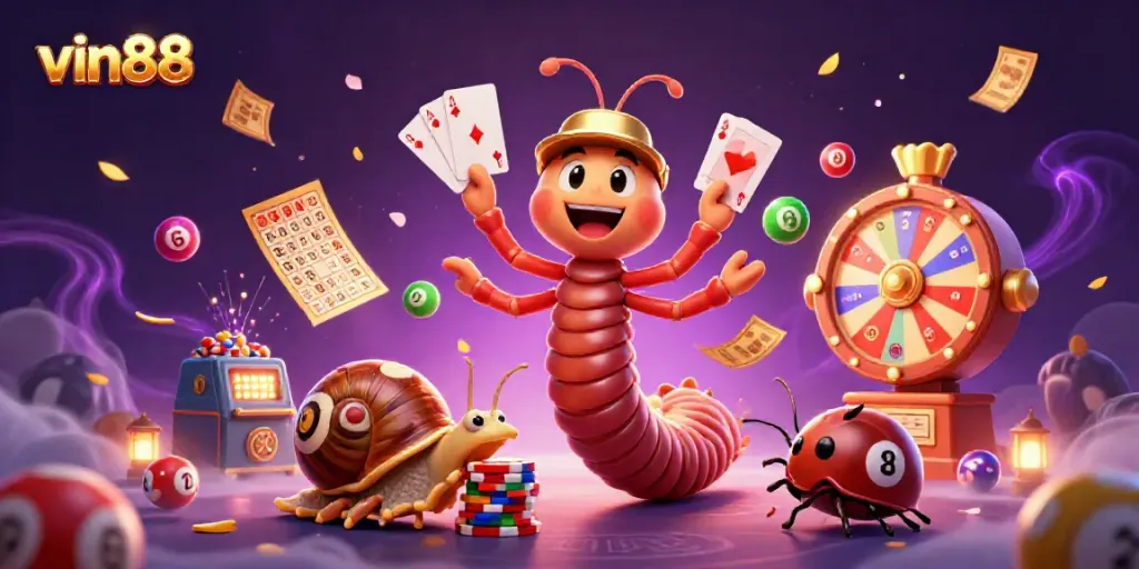 Experience thrilling gameplay with vin88 in a lively casino scene featuring unique characters and exciting elements.