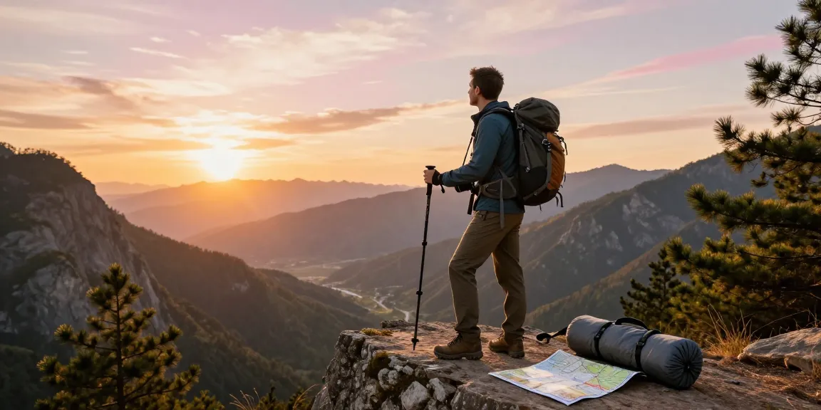 Traveler at a scenic mountain viewpoint during golden hour, embodying the spirit of Motchill adventure.