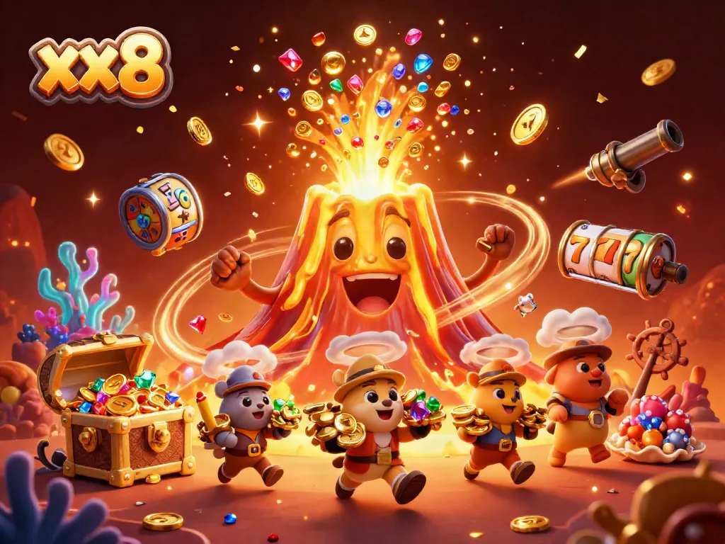 Experience winning chances with xx8's vibrant casino scene featuring dynamic slots and treasures