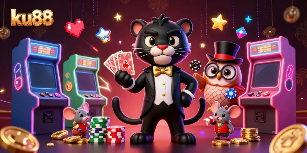 Experience thrilling casino action with ku88's vibrant characters and dynamic gaming elements.
