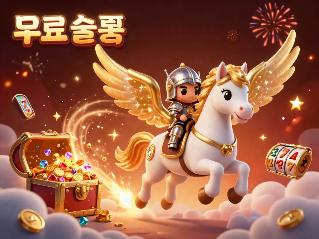Experience thrilling 무료슬롯 gameplay with rich visuals of slot reels, coins, and a heroic knight.