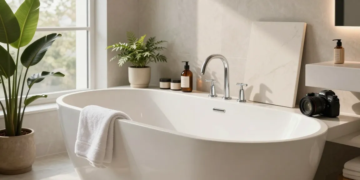 KingKonree's luxury solid surface bathtub in a stylish modern bathroom setting.