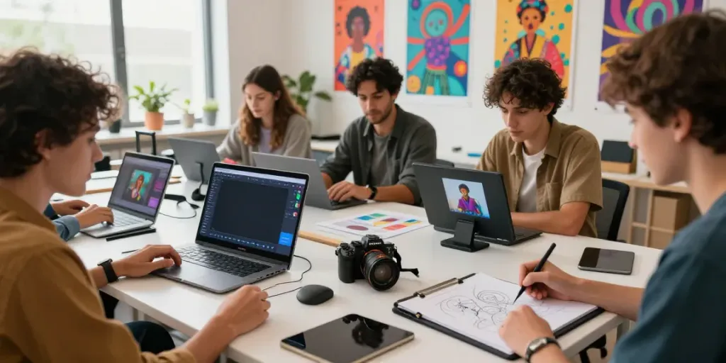 Collaboration at typeshutter.com where creators share AI-powered images and videos in a vibrant studio.
