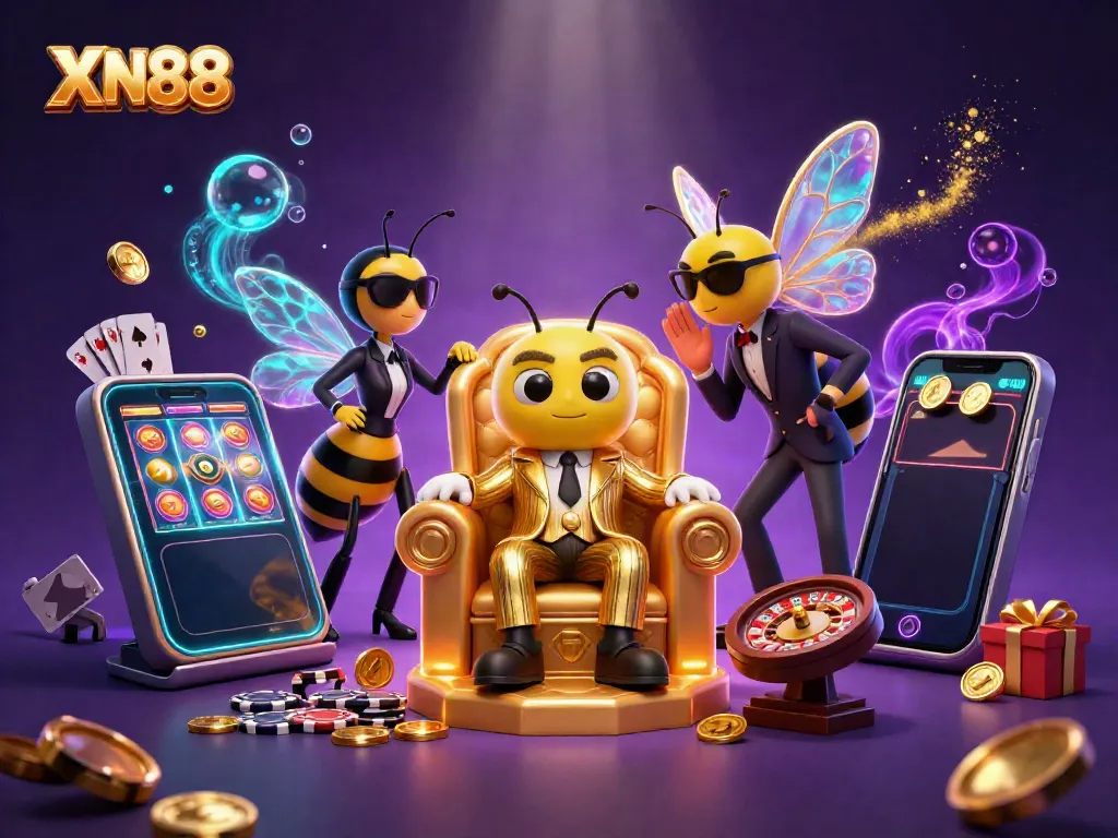Experience the exhilarating casino atmosphere with XN88, featuring characters and vibrant game elements.