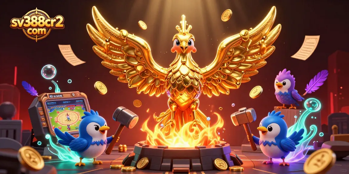 Witness the molten golden phoenix and sparrow assistants embodying sv388cr2 com in a dynamic cockfighting theme.