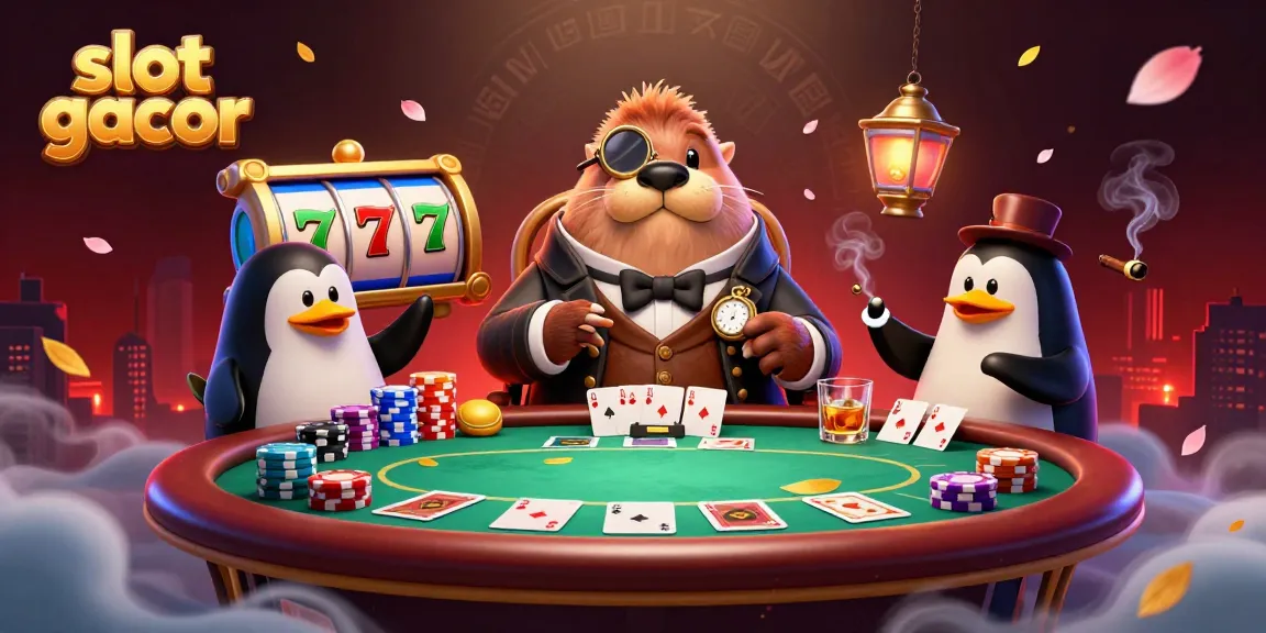 Experience an engaging slot gacor scene with whimsical characters at a vibrant underwater casino table.