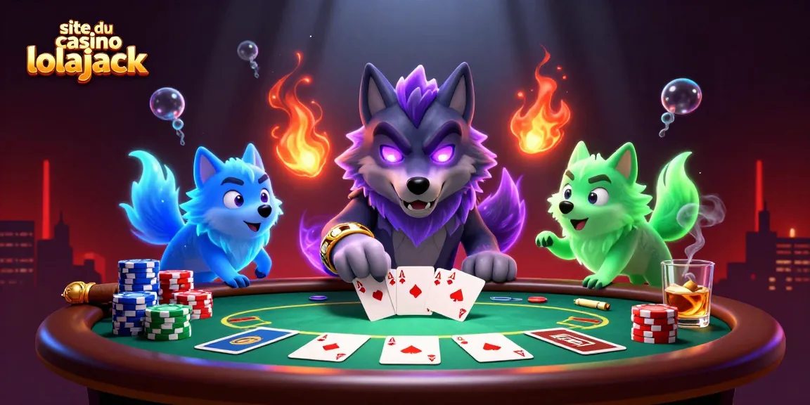 Experience immersive gaming action with the site du casino lolajack featuring dynamic wolf characters and vibrant poker elements.
