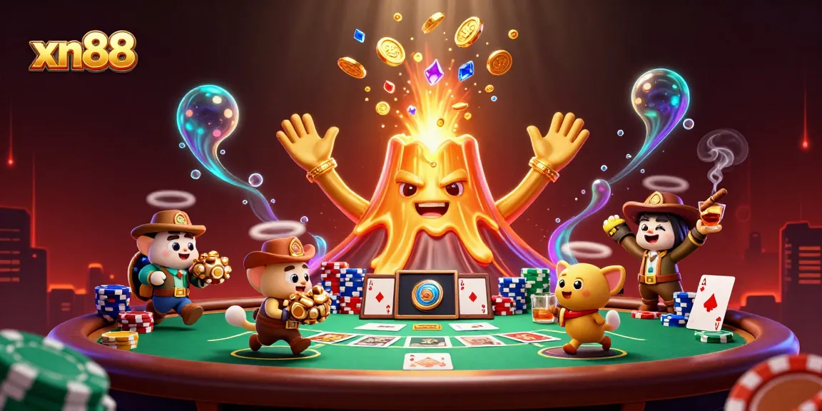 Experience excitement at xn88 with a vibrant 3D scene of treasure and thrilling poker action.