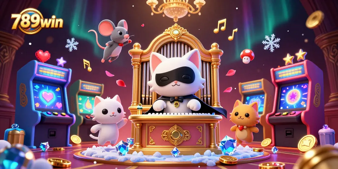 Experience gaming excitement with 789win as a phantom cat performs at a vibrant casino organ.