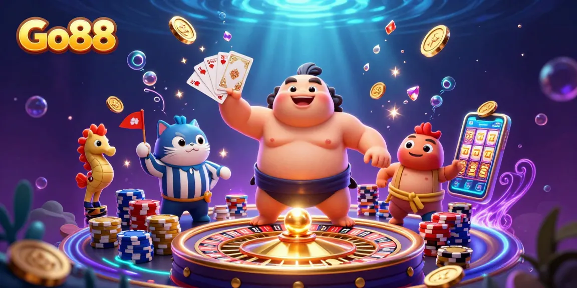 Experience Go88's thrilling underwater casino atmosphere with vibrant characters and dynamic game elements.