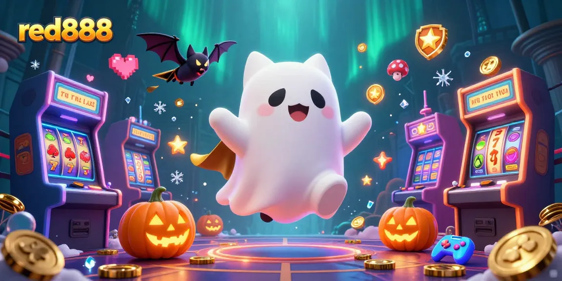 Experience thrilling gaming adventures with red888 in this vibrant, haunted casino scene.