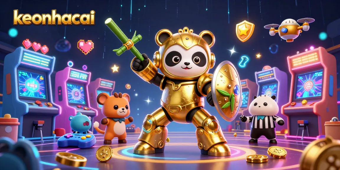 Engage with keonhacai in a vibrant 3D casino world filled with dynamic game elements and colorful characters.