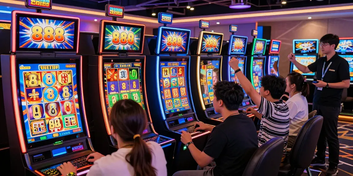 Players celebrating a jackpot win on slot88 machines in a vibrant online casino.